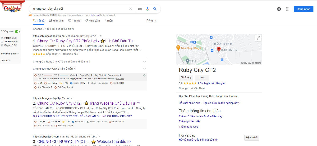 SEO dự án bất động sản lên Top 1 của Chungcuhanoivip
